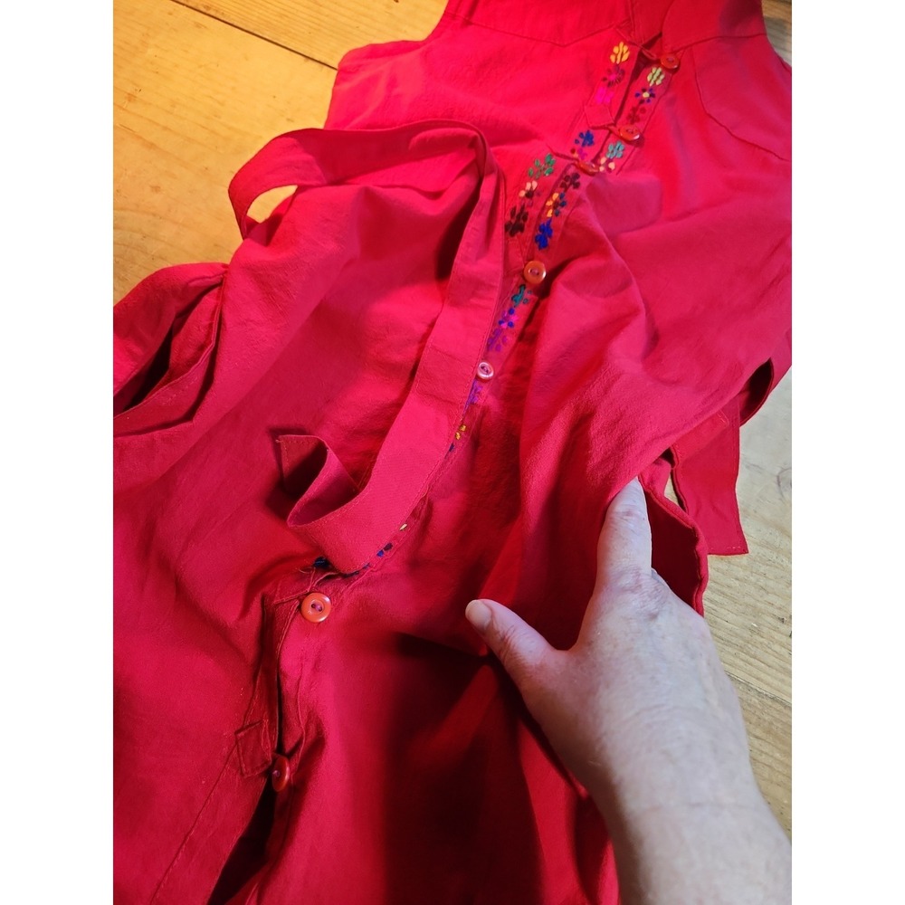 Woman's Red Sleeveless Tied Dress With Pockets, Sz S - Picture 10 of 11